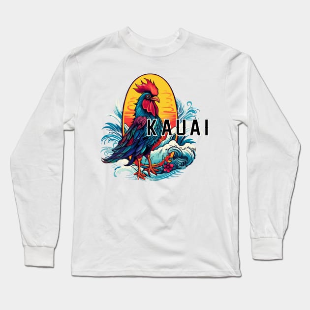 Kauai Hawaii Design, with Black Lettering Long Sleeve T-Shirt by VelvetRoom